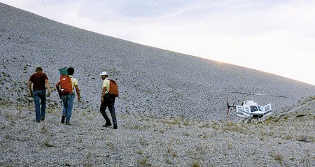 CHP Helicopter arrives on the scene at Mono Craters