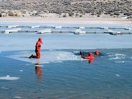 Lake Ice Rescue Training at Crowley Lake - March 3, 2002