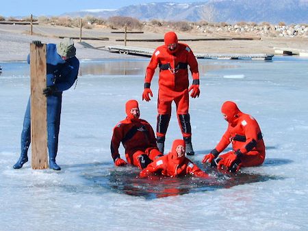 Lake Ice Rescue Training at Crowley Lake - March 3, 2002