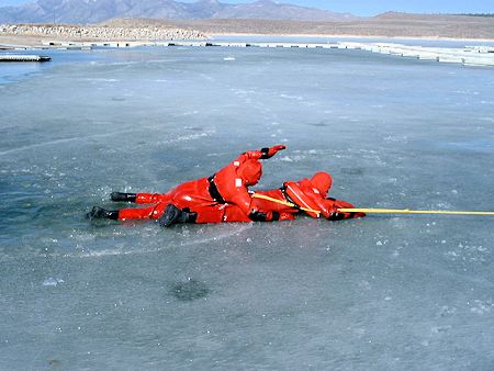 Lake Ice Rescue Training at Crowley Lake - March 3, 2002