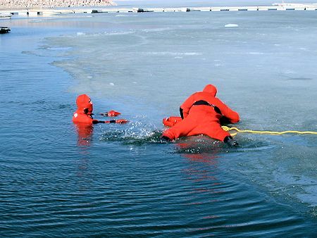 Lake Ice Rescue Training at Crowley Lake - March 3, 2002