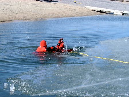 Lake Ice Rescue Training at Crowley Lake - March 3, 2002