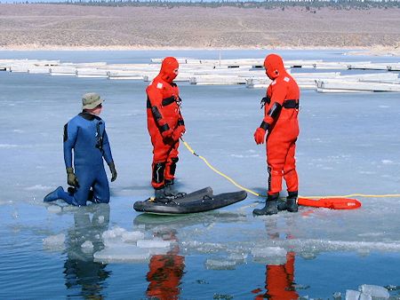 Lake Ice Rescue Training at Crowley Lake - March 3, 2002