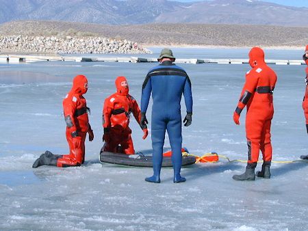 Lake Ice Rescue Training at Crowley Lake - March 3, 2002