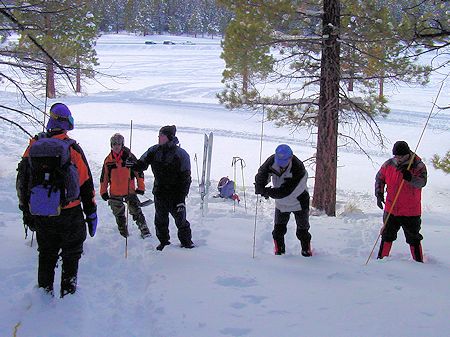 Using snow probe to locate avalanche victim