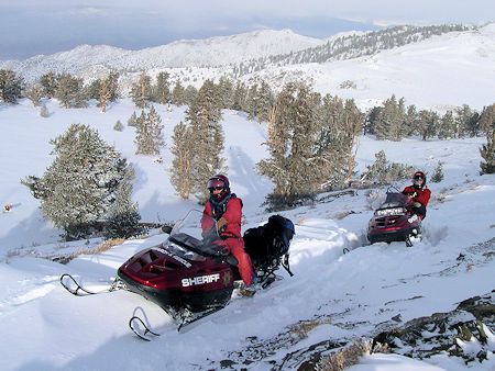 Greg and Dave on Mono SAR sleds - February 3, 2004 - Dave Michalski Photo