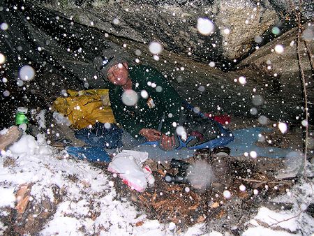 Mike Burdett in his shelter