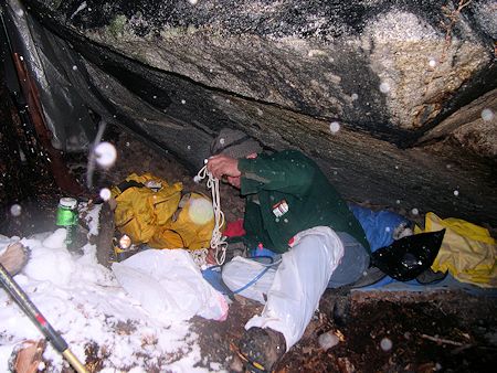 Mike Burdett in his shelter