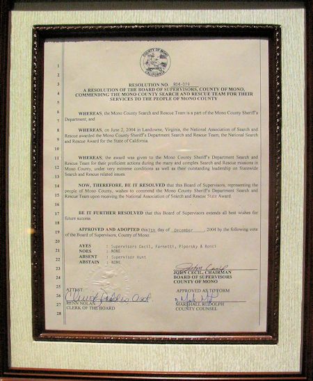 Board of Supervisors Resolution - December 7, 1004