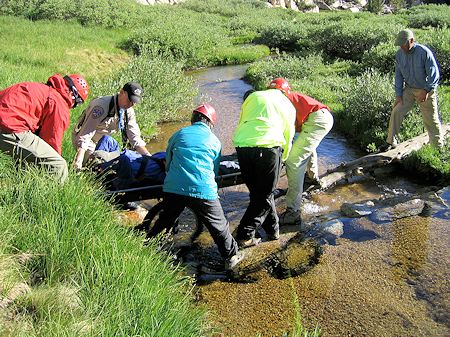 Moving Kauffman across stream to landing zone