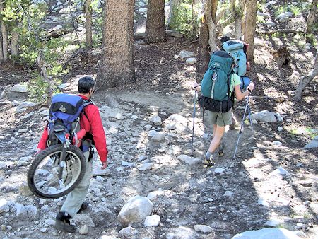 Wheel for litter gets a ride to trailhead