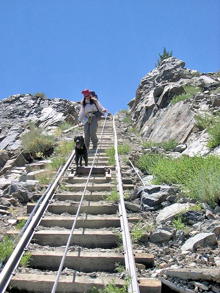 Descending the Edison tramway tracks shortcut