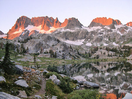 Ritter Range sunrise from Ediza Lake