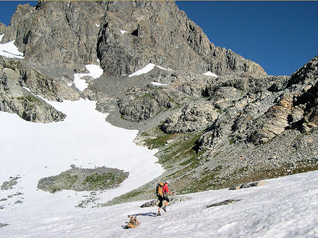 Crossing some easy snow