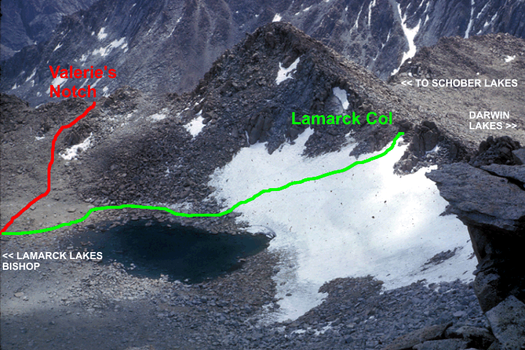 Lamarck Col and Valeries Route From Mt. Lamarck - Don Deck Photo 7-24-1964