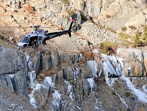 CHP H-40 coming in for the extrication of the injured Ice climber (1/1/2018 Tanya Godinez)
