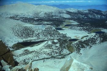 Cottonwood Lakes from Cirque Peak August 22, 1976
