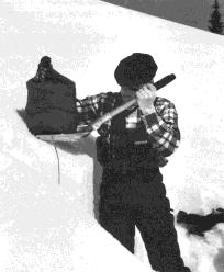 Figure 4 - The sack is gently placed on top of the isolated column of snow.