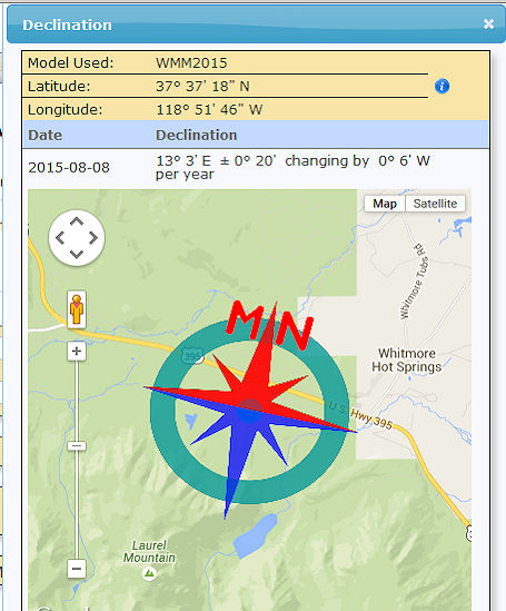 Mammoth Lakes Declination on August 8, 2015