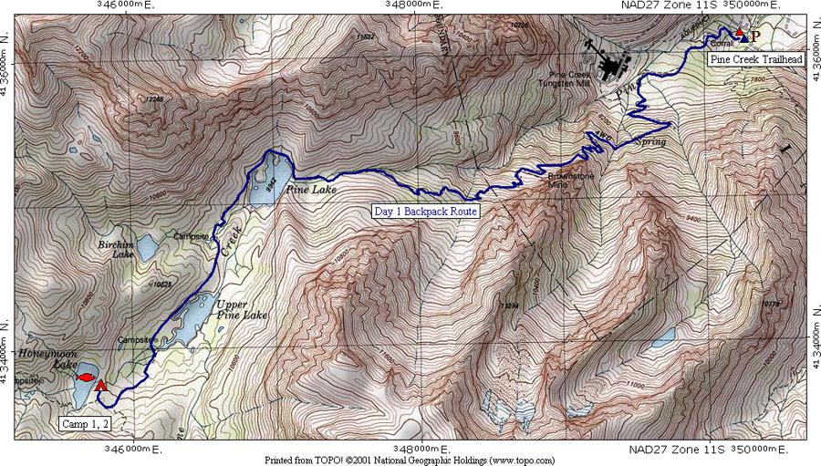 Bear Lakes Trip Map - Day One