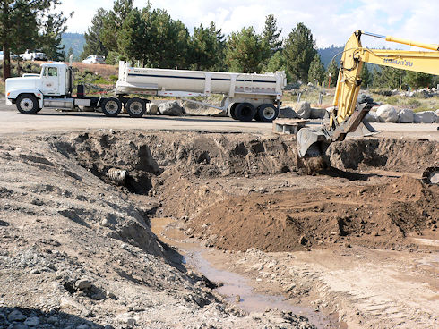 Grade level fill moves toward the drainage ditch September 16, 2011