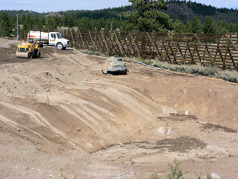 Grade level fill approaching snow storage sump September 29, 2011