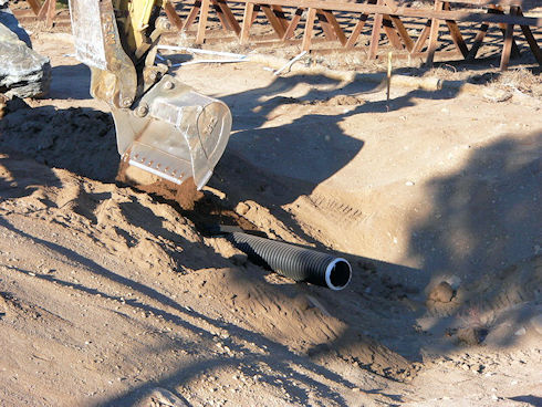 Backfilling drainage pipe - December 21, 2011