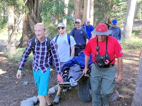 Transporting victim on Russ Anderson Wheel Litter from Arrowhead Lake